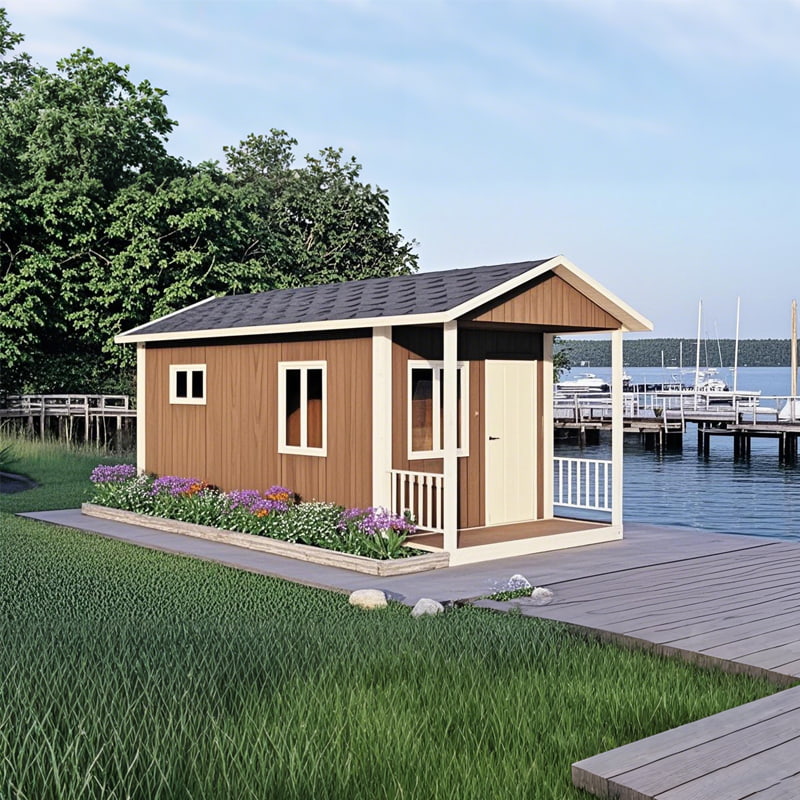 Casa contenedor desmontable con techo inclinado